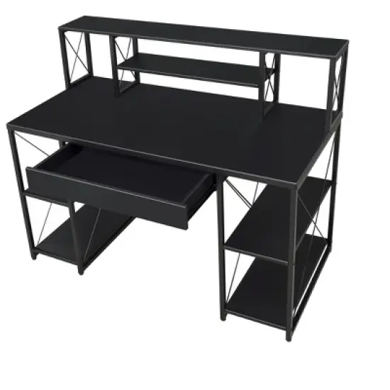 NicBex All Purpose Computer Desk Gaming Table with Wheels&X-Shaped Frame Support,Modern Home Office with Storage,Home Workstation image {4}