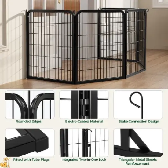 Yaheetech 6 Panels Dog Playpen Cat Exercise Barrier, Black image {3}