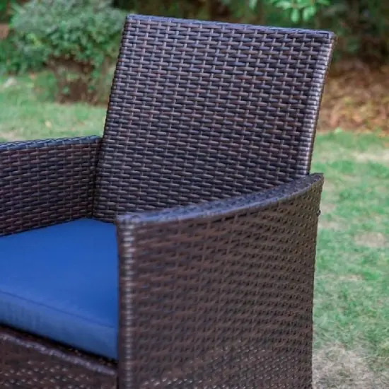 5pc Patio Set with Wicker Chairs & 28" Propane Gas Fire Pit Table - Captiva Designs image {4}