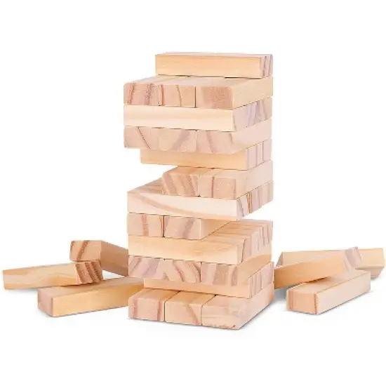 WE Games Mini Wood Block Stacking Tower That Tumbles Down When You Play - 5.5 inches Tall image {2}