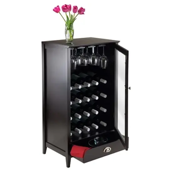 20 Bottles Shelf Modular Bordeaux Wine Cabinet Wood/Black Espresso - Winsome image {4}