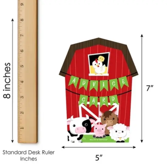 Big Dot of Happiness Farm Animals - Barn Wish Card Barnyard Baby Shower Activities - Shaped Advice Cards Game - Set of 20 image {3}