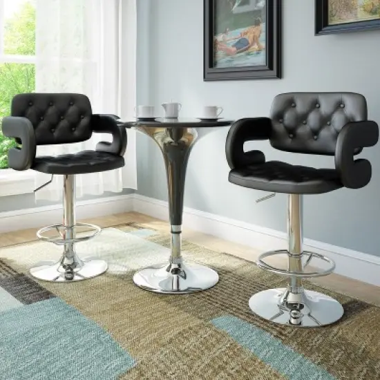 Set of 2 Counter Height Barstool with Armrests Black - CorLiving image {5}