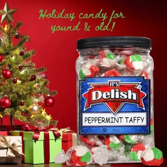 Peppermint Taffy Chews by It's Delish, 18 Oz Jumbo Container image {1}