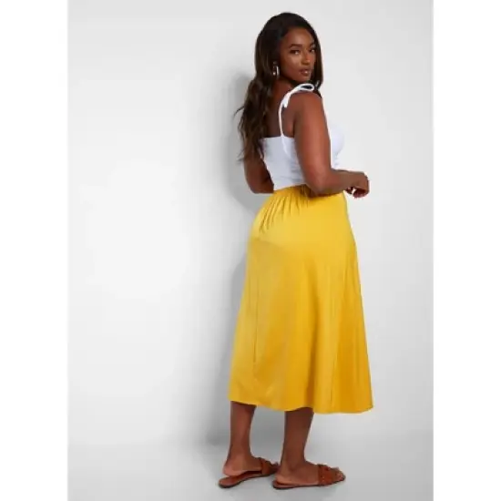 Women's Essential Satin Shift Skirt - Yellow image {1}