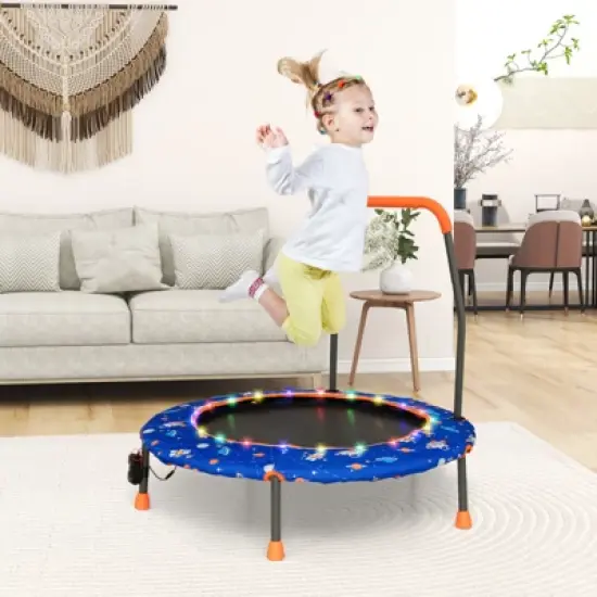 Infans 36" Mini Toddler Trampoline W/LED Bluetooth Speaker Detachable Handle Kids Gifts image {2}