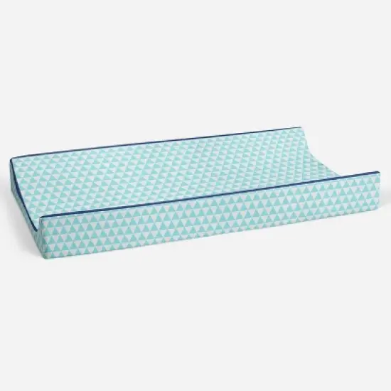 Bacati - Liam Aqua Triangles Quilted Muslin Changing Pad Cover image {2}