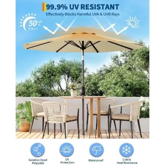 7.5FT Patio Umbrella with Tilt & Crank, 6-Rib UV Protective Canopy, Waterproof Outdoor Shade for Pool, Garden and Deck image {3}