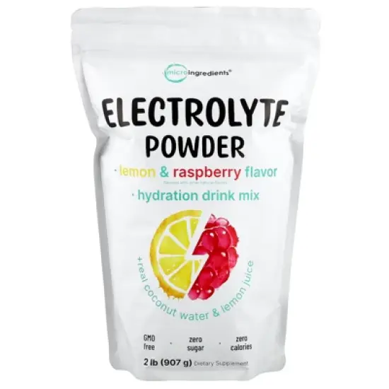 Micro Ingredients Electrolyte Powder, Lemon & Raspberry, 2 lb (907 g) image {2}