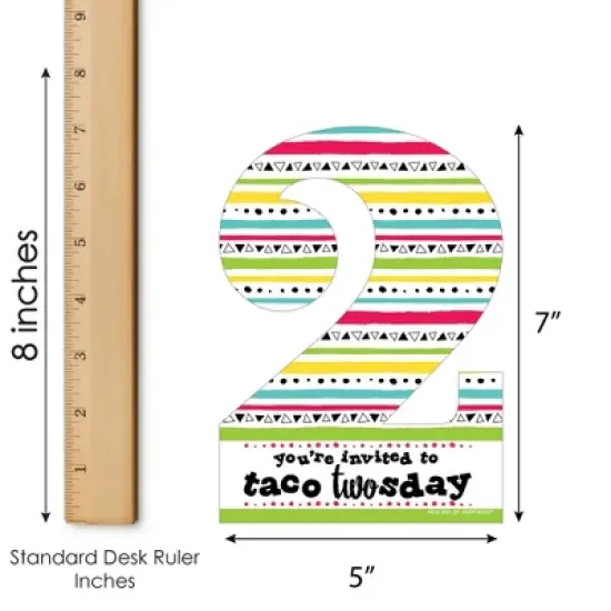 Big Dot of Happiness Taco Twosday - Shaped Fill-in Invitations - Fiesta Second Birthday Party Invitation Cards with Envelopes - Set of 12 image {4}