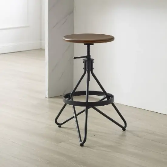 Kalen Adjustable Height Swivel Barstool Brown/Matte Black - Crosley image {1}