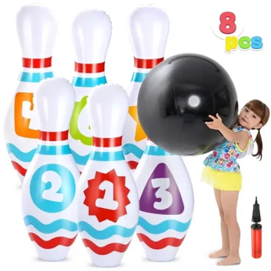 Joyfy Giant Inflatable Bowling Set For Kids Adults, Education Motor Skills Indoor/Outdoor Toys For Yard Lawn Family Halloween Christmas Party Games image {8}
