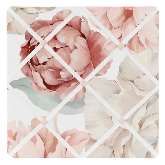 Sweet Jojo Designs Girl Fabric Photo Memo Board Peony Floral Garden Pink and Ivory image {3}