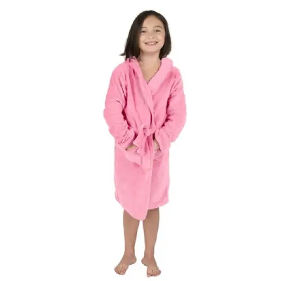 Leveret Kids Shawl Collar Fleece Solid Color Robe image {5}