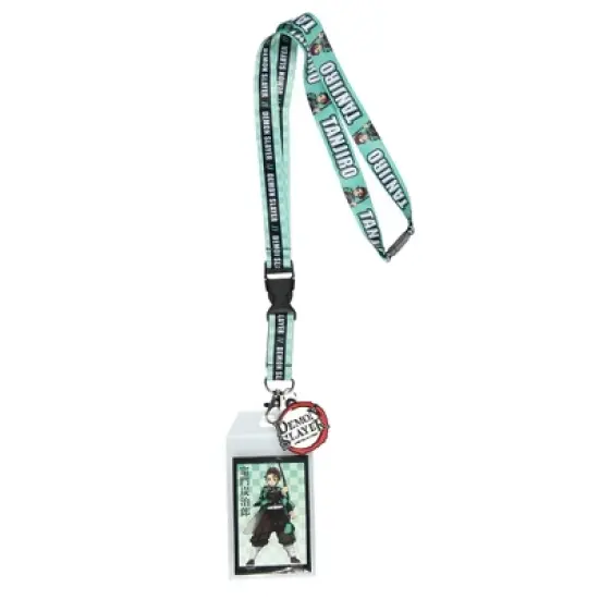 Demon Slayer Lanyard ID Badge Holder Tanjiro Checkered Pattern Sublimated Strap Lanyard image {4}