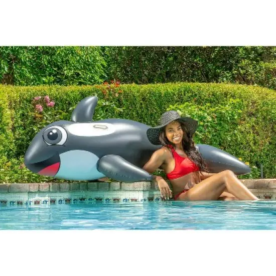 Poolmaster Jumbo Whale Rider Inflatable Swimming Pool Float image {5}