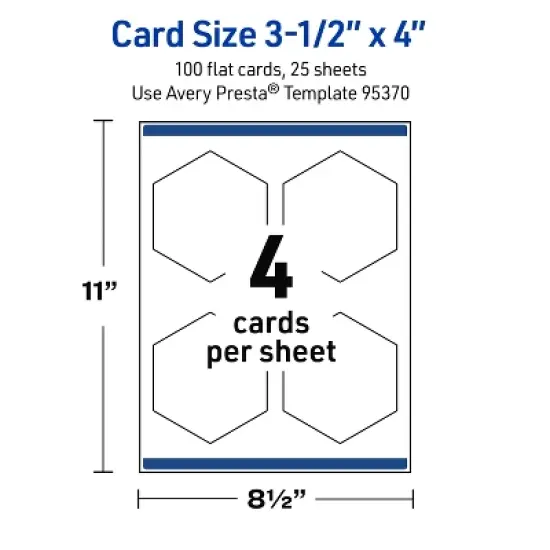 Avery Printable Hexagon Flat Cards, Sure Feed Technology, 3-1/2" x 4", Matte White Cardstock, Print-to-The-Edge, Laser/Inkjet Printable, 40 Total image {4}