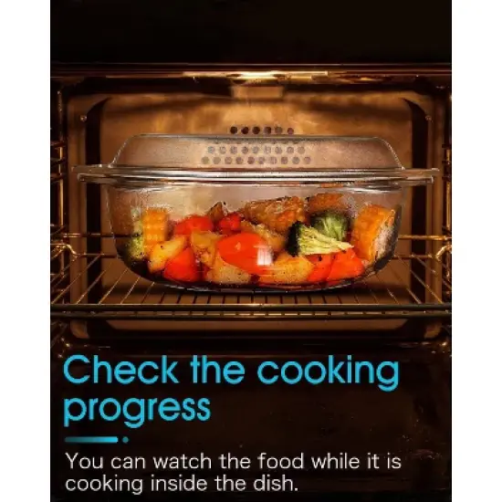 Itopfox Oval Glass Casserole Dish with Lid, Microwave & Oven Safe Bakeware, Covered Glass Dish for Baking & Cooking, 3.5L Capacity image {7}