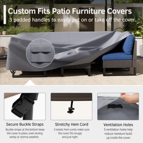 Buenhomino Rectangle Patio Furniture Cover Waterproof Outdoor Dining Table and Chair Cover Anti-UV Outside Sectional Sofa Set Covers image {6}