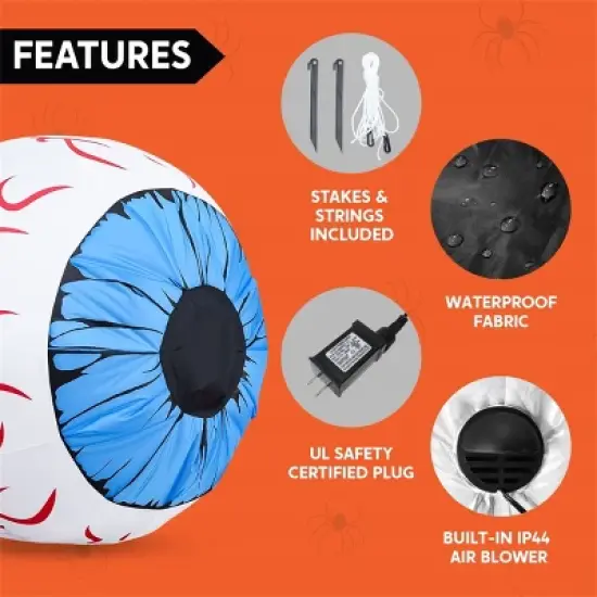 Joyfy 2 Packs Halloween Inflatables Outdoor Decorations, 3 FT Huge Eyeballs Inflatable for Halloween Party Indoor Outdoor Garden Lawn Yard Decoration image {6}