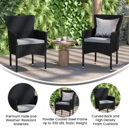 Flash Furniture Maxim Modern Wicker Patio Armchairs for Deck or Backyard, Fade and Weather-Resistant Frames and Cushions image {5}