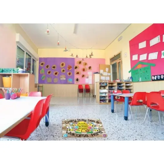 Smart Poly&reg; Welcome Mat with Slip Resistant Backing, 15.5" x 23.5", Bee Hive Theme Values image {1}