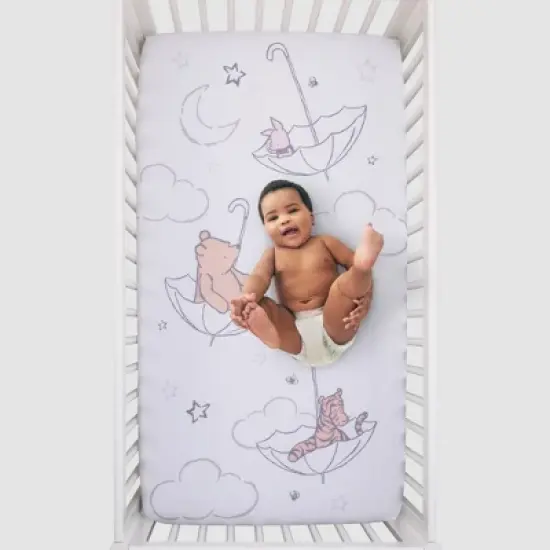 Disney Baby Winnie The Pooh Photo Op Fitted Crib Sheet - Ivory/Tan/White image {2}