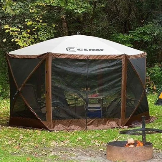 Clam Quick-Set Escape Sided Portable Pop-Up Outdoor Camping Gazebo Screen Tent with Ground Stakes and Carry Bag image {4}