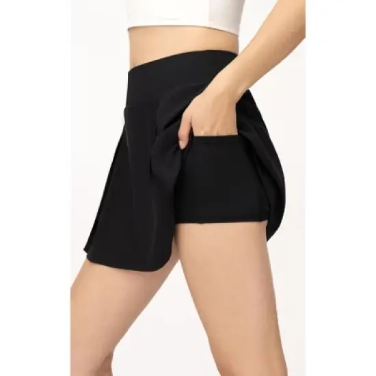 90 Degree By Reflex Womens Lightstreme Charm Pleated Skort with Built-in Short image {2}