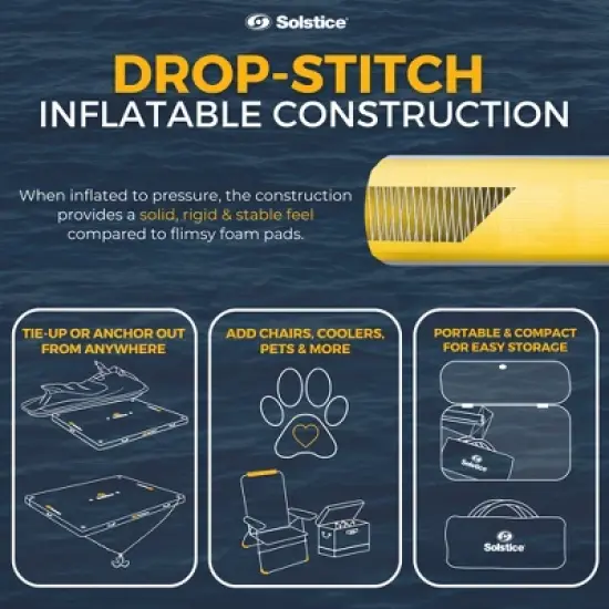 Solstice 6 x 5 ft Heavy Duty Inflatable Floating Dock Water Lounger Rafting Platform Table Bed w/Pump & Storage Bag for Lakes, Pools, & Rivers, Multi image {4}