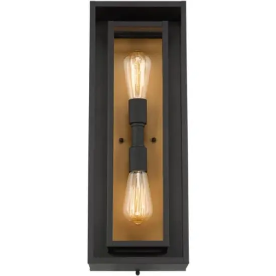 Possini Euro Design Metropolis Mid Century Modern Outdoor Wall Light Fixture Black Gold 22" Clear Glass for Post Exterior Barn Deck House Porch Yard image {3}