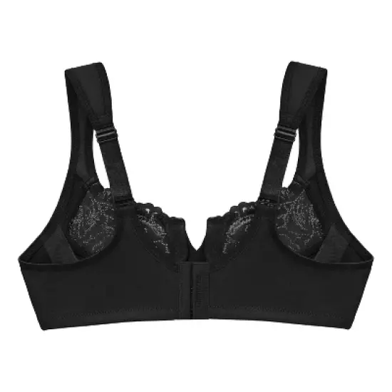 Glamorise Womens Low Cut WonderWire Lace Underwire Bra 1240 Black image {4}