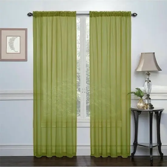 Kate Aurora Basic 2 Pack Sheer Voile Home Window Curtains image {9}