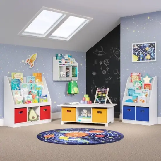 Kids' Book Nook Wall Shelf with Cubbies and Book Rack White - RiverRidge Home image {6}