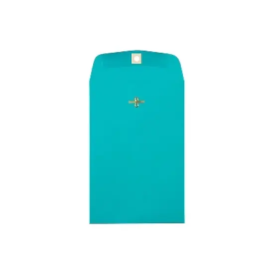 JAM Paper 6 x 9 Open End Catalog Colored Envelopes with Clasp Closure Sea Blue Recycled 10/Pack image {6}