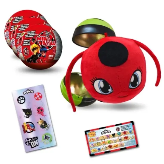 Miraculous Ladybug, 4-1 Surprise Miraball, Toys for Kids with Collectible Character Metal Ball, Kwami Plush, Glittery Stickers and White Ribbon image {10}