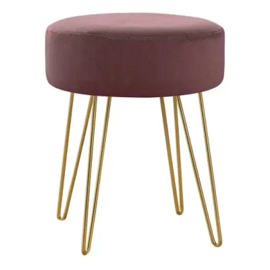 16" Round Upholstered Ottoman with Hairpin Metal Legs - EveryRoom image {8}