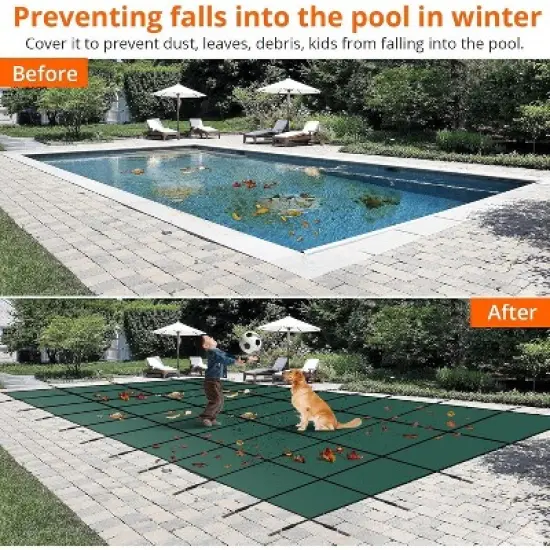 Pool Safety Cover Fits 20x40ft Rectangle Pool &ndash; Ultra-Dense Mesh Safety Net with Anchors & Installation Tools, Winter Cover Size 22x42ft image {4}