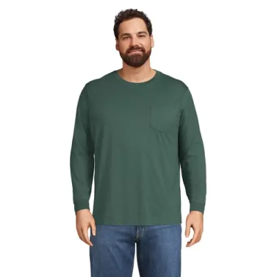 Lands' End Men's Super-T Long Sleeve T-Shirt with Pocket image {5}