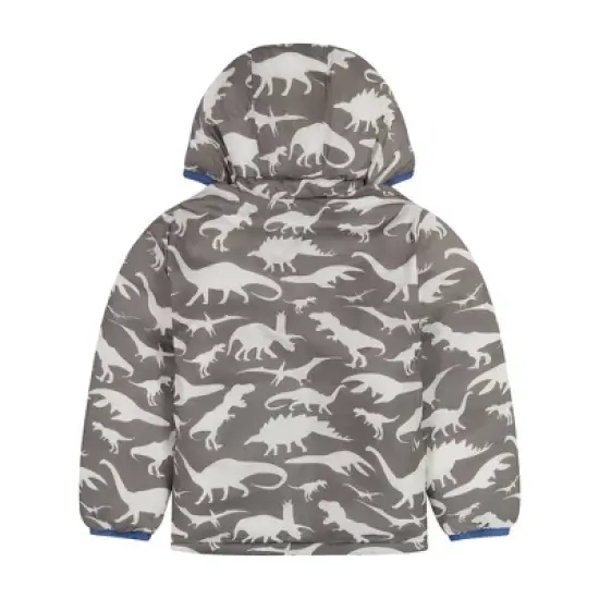 Andy & Evan  Infant  Mid Blue Dinos Reversible Puffer image {2}
