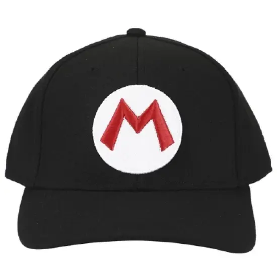 Super Mario Brothers Mario Embroidered Symbol Black Snapback Hat for mens image {1}