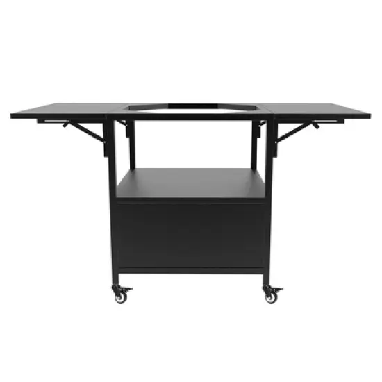 Premium Outdoor BBQ Grill Cart with Stainless Steel Top, Dual Foldable Panels, Large Storage, Heavy-Duty Frame image {10}