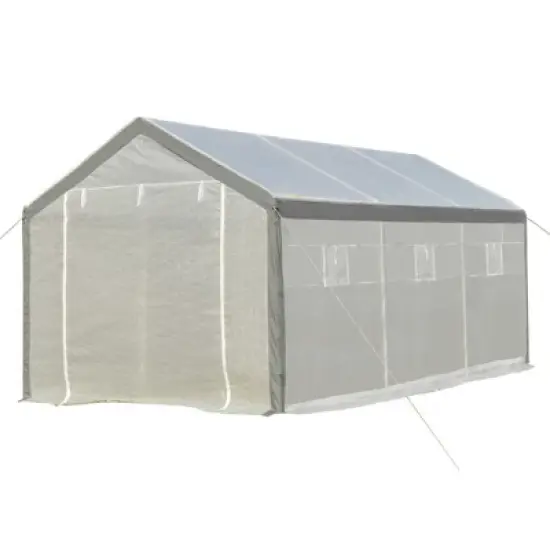 Outsunny Walk-In Greenhouse, Outdoor Gardening Canopy with Roll-up Windows, Zippered Door & Weather Cover image {3}