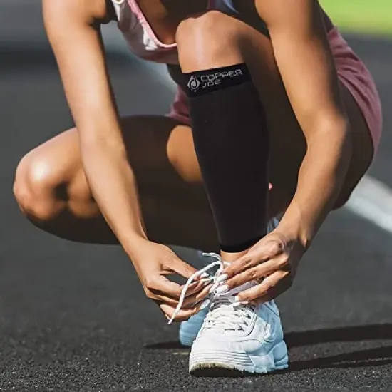 Copper Joe Calf Support Sleeves - Ultimate Copper for Legs Pain Relief- Footless Socks for Fitness, Running, & Shin Splints image {5}