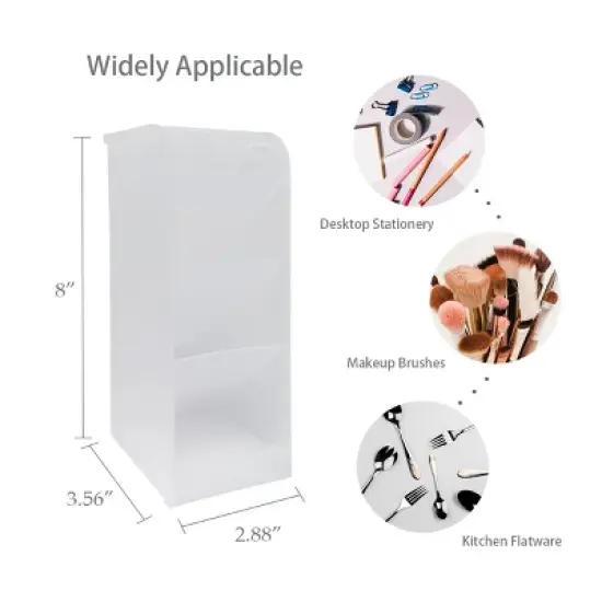 Wrapables Pen Organizer with 4 Compartments Desk Storage Organizer for Home, Office, Work, Large (2pcs) / Clear image {1}