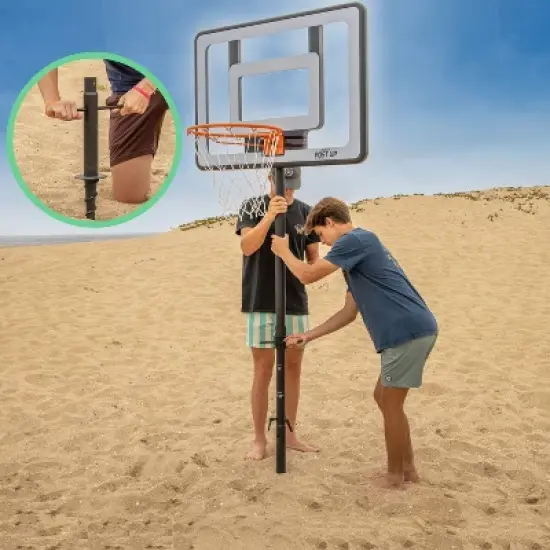 GoSports Post Up Portable Beach Basketball Hoop for Kids and Adults - Play on Grass or Sand - Includes 2 Basketballs, Pump and Accessories Tote image {2}