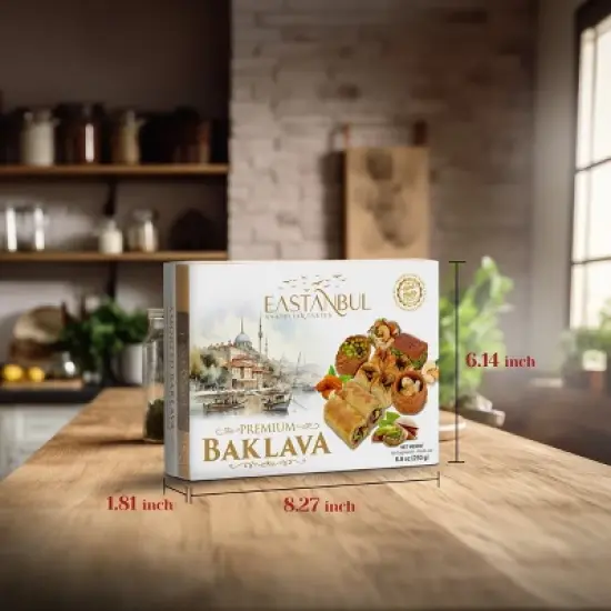 Eastanbul Baklava, Baklava Pastry, Pistachio Gift Box, Middle Eastern Sweets, Premium Gourmet Desserts, 8.8oz (250gr) image {6}