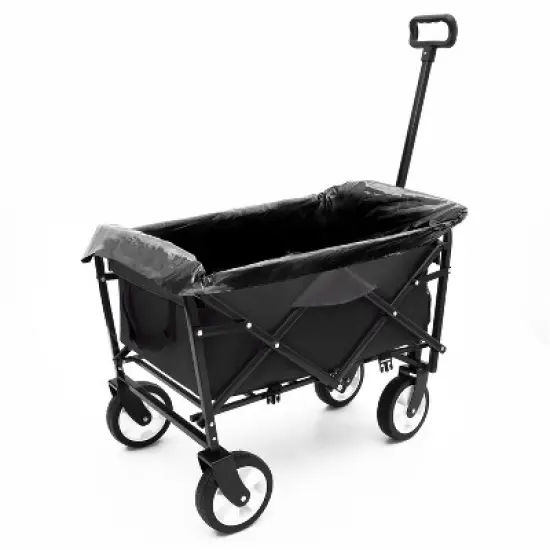 NAYSAYE Wagon Collapsible Utility Cart with Dual Layer Storage and Liner Set for Outdoors, Black, 25.98"*17.32"*37.4" image {5}