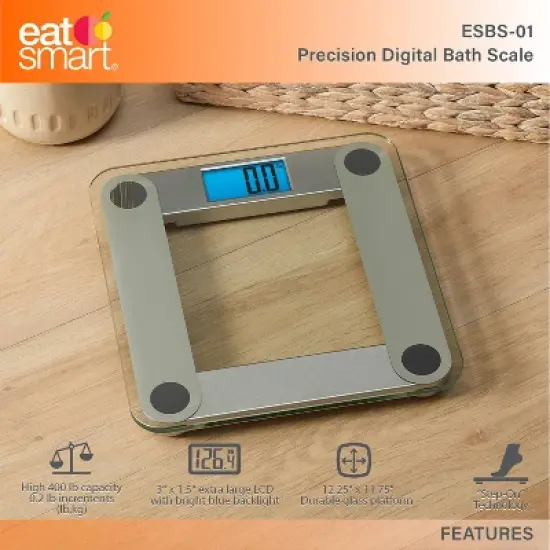 EatSmart Digital Precision Bath Scale Clear with Silver Accents image {2}