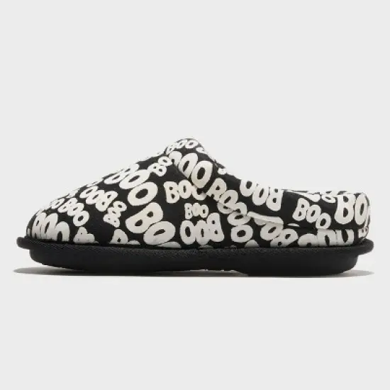 dluxe by dearfoams Kids' Halloween Boo Glow in the Dark Slippers - Black image {1}